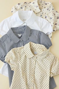 Kimchi Blue Clover Rounded Collar Short Sleeve Button-Down Shirt