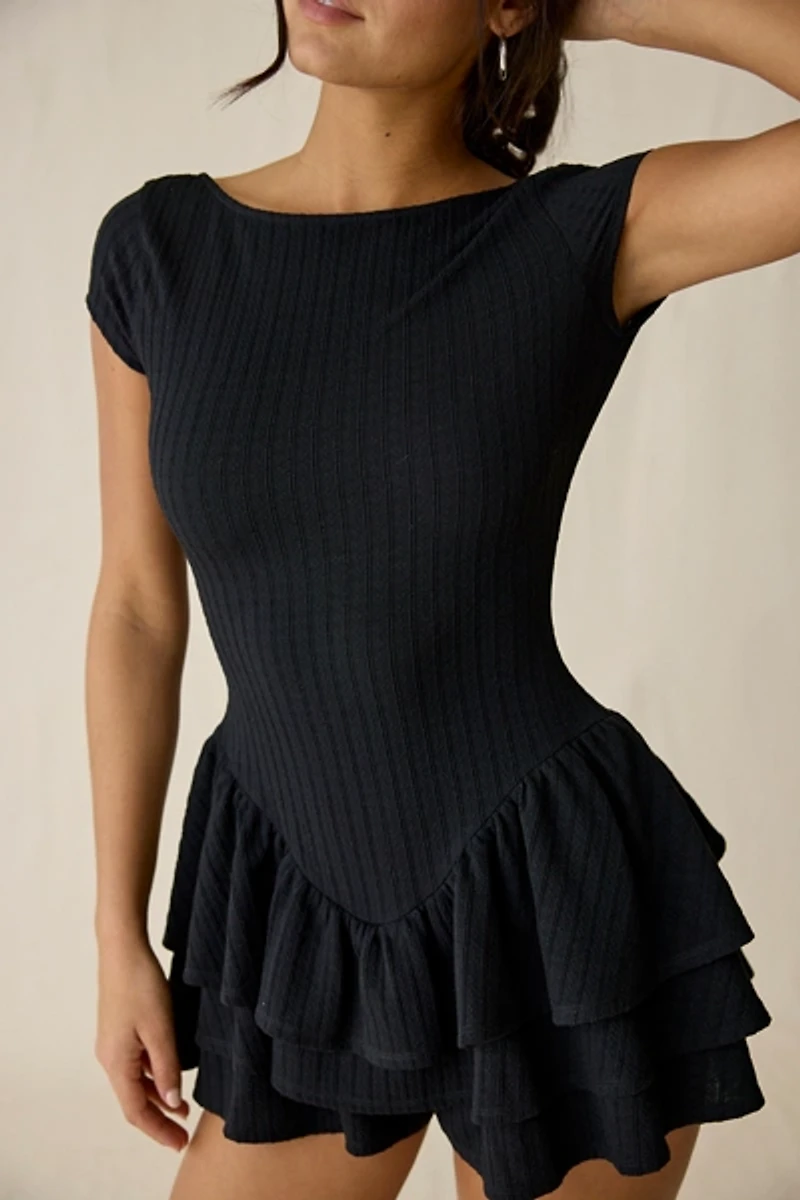 Kimchi Blue Ruffled Up Short Sleeve Romper