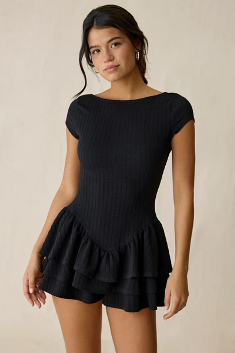 Kimchi Blue Ruffled Up Short Sleeve Romper