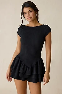 Kimchi Blue Ruffled Up Short Sleeve Romper