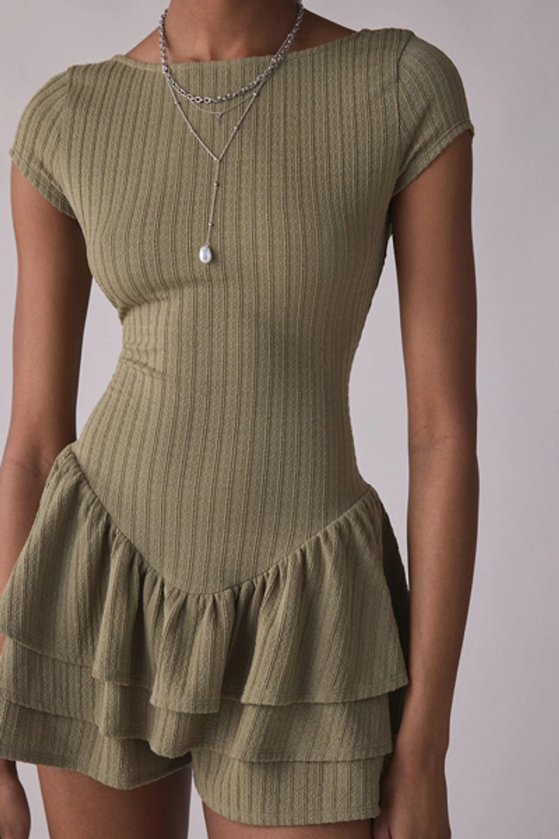Kimchi Blue Ruffled Up Short Sleeve Romper