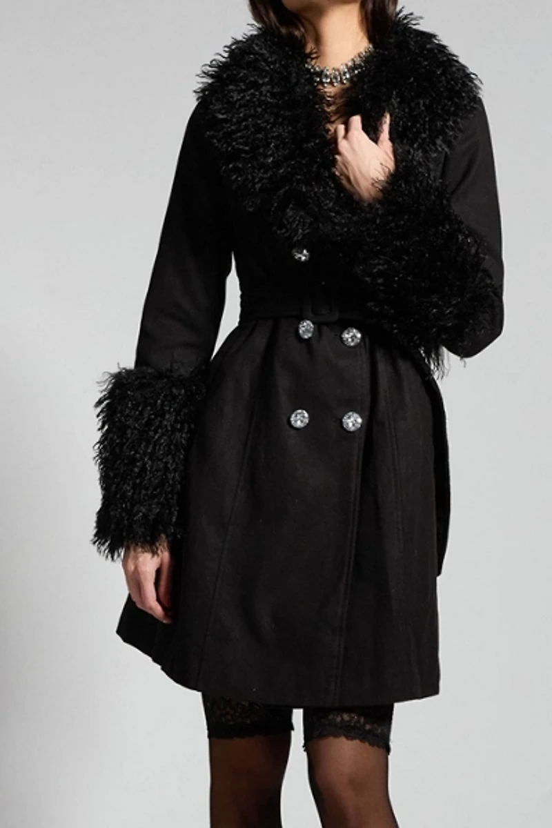 Sparkl Faux Fur Trench Coat