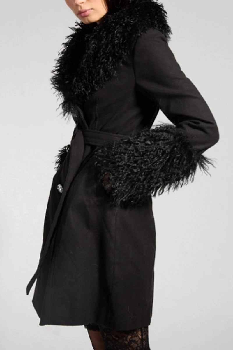 Sparkl Faux Fur Trench Coat