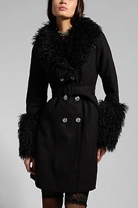 Sparkl Faux Fur Trench Coat