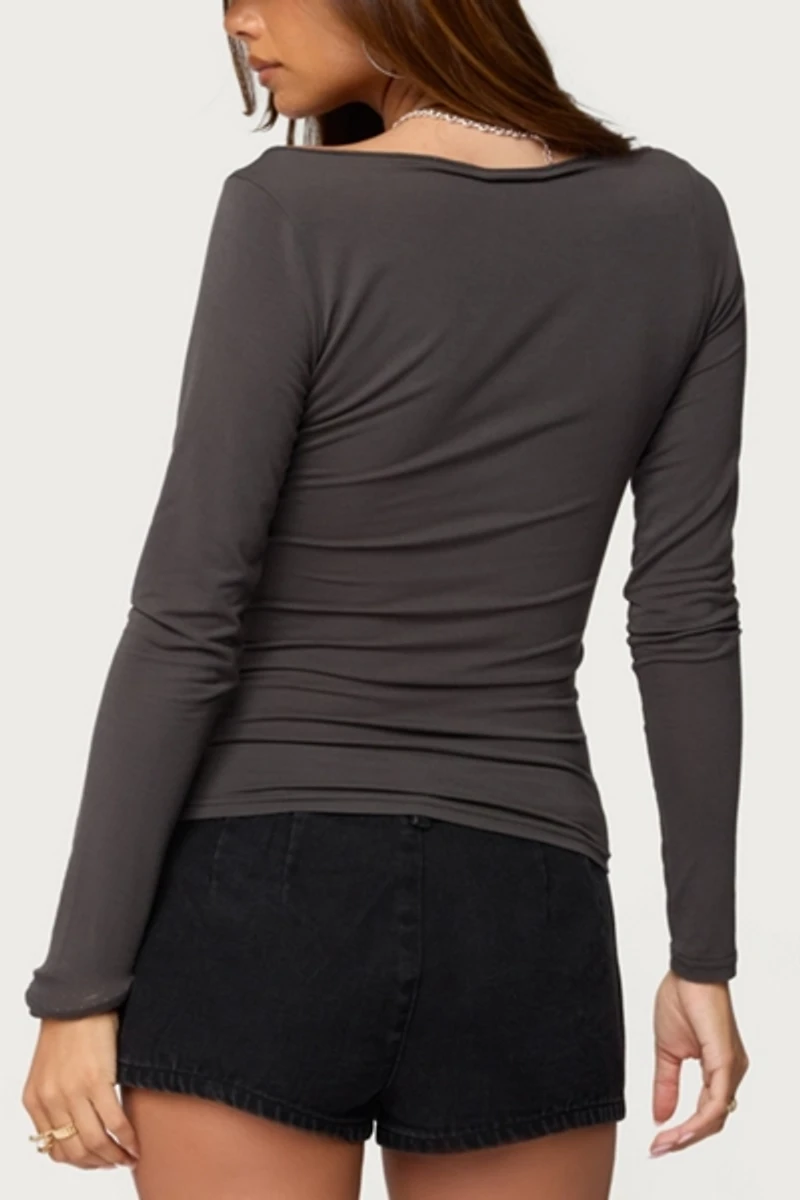Edikted Alefa Scoop Neck Long Sleeve Top