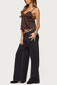 Edikted Blanca Satin Effect Lace Trim Tank Top