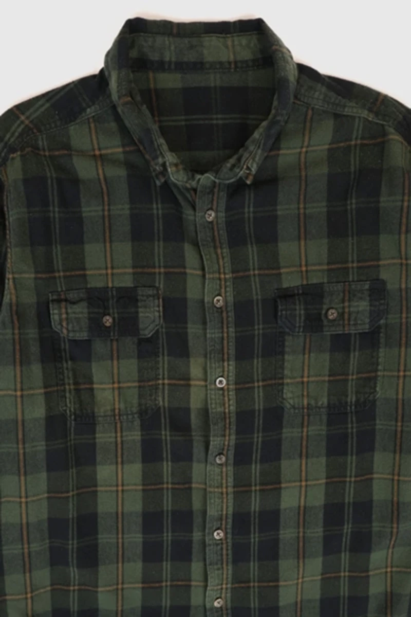 Vintage Green Plaid Button-Down Shirt