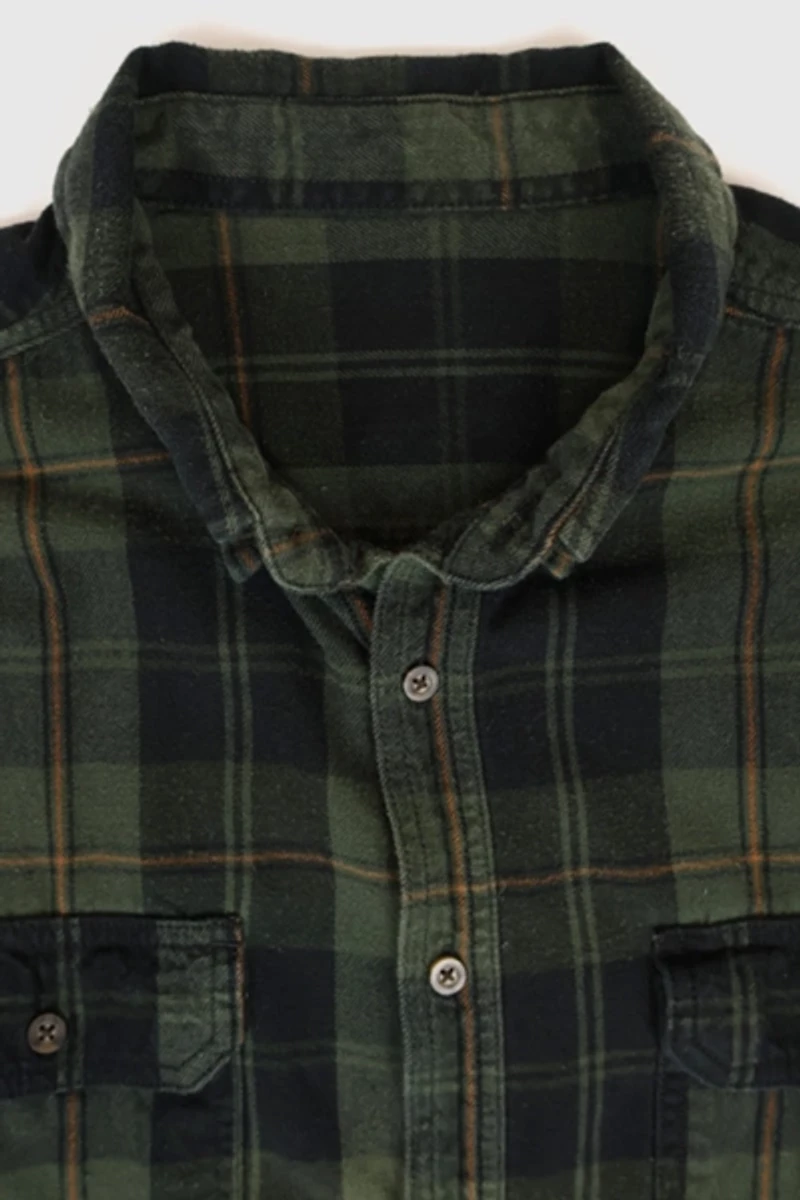Vintage Green Plaid Button-Down Shirt