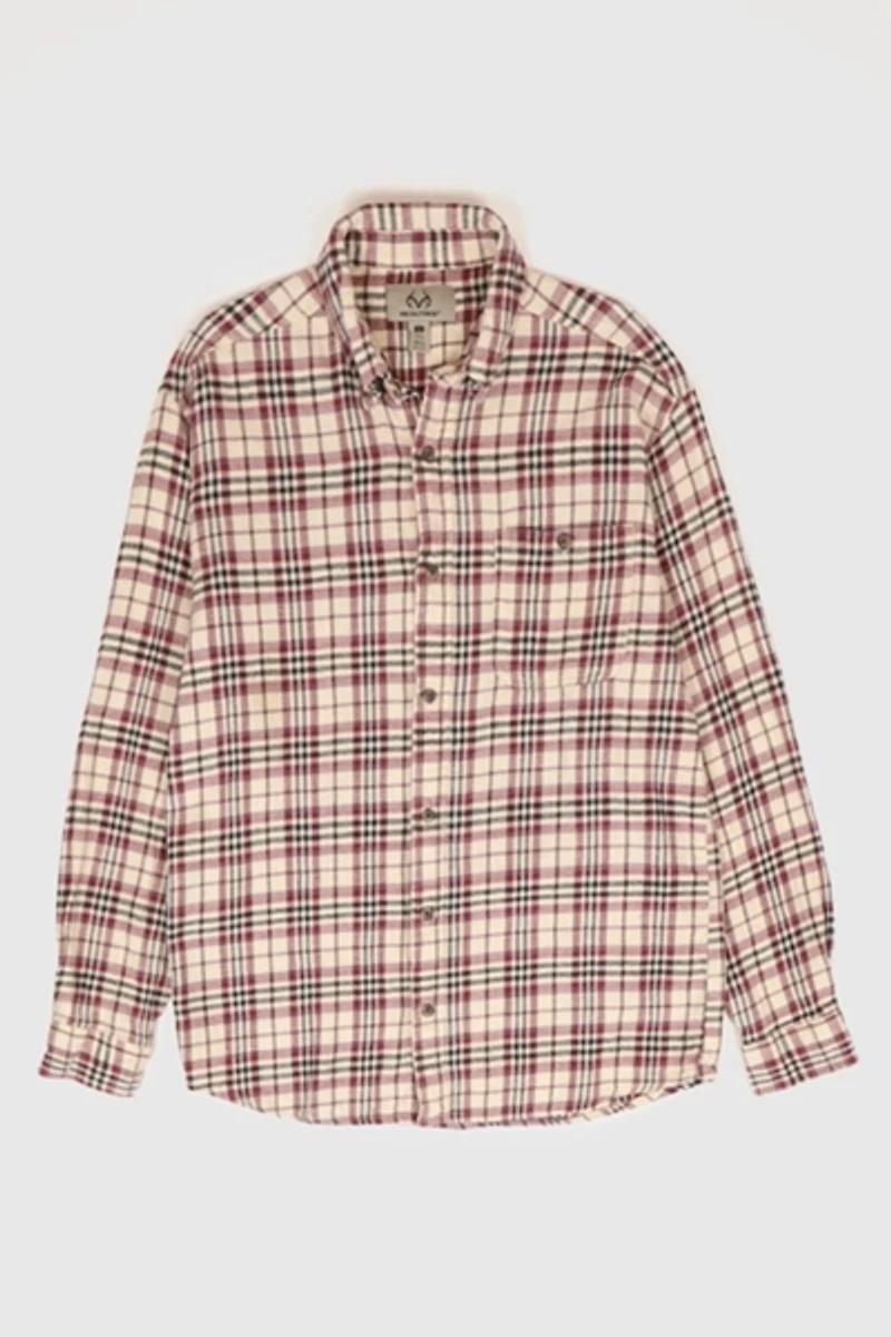 Vintge Plaid Flannel Button-Down Shirt