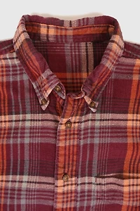 Vintage Red Plaid Flannel Button-Down Shirt