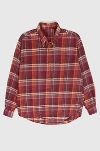 Vintage Red Plaid Flannel Button-Down Shirt