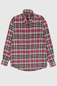 Vintage Red Plaid Flannel Button-Down Shirt