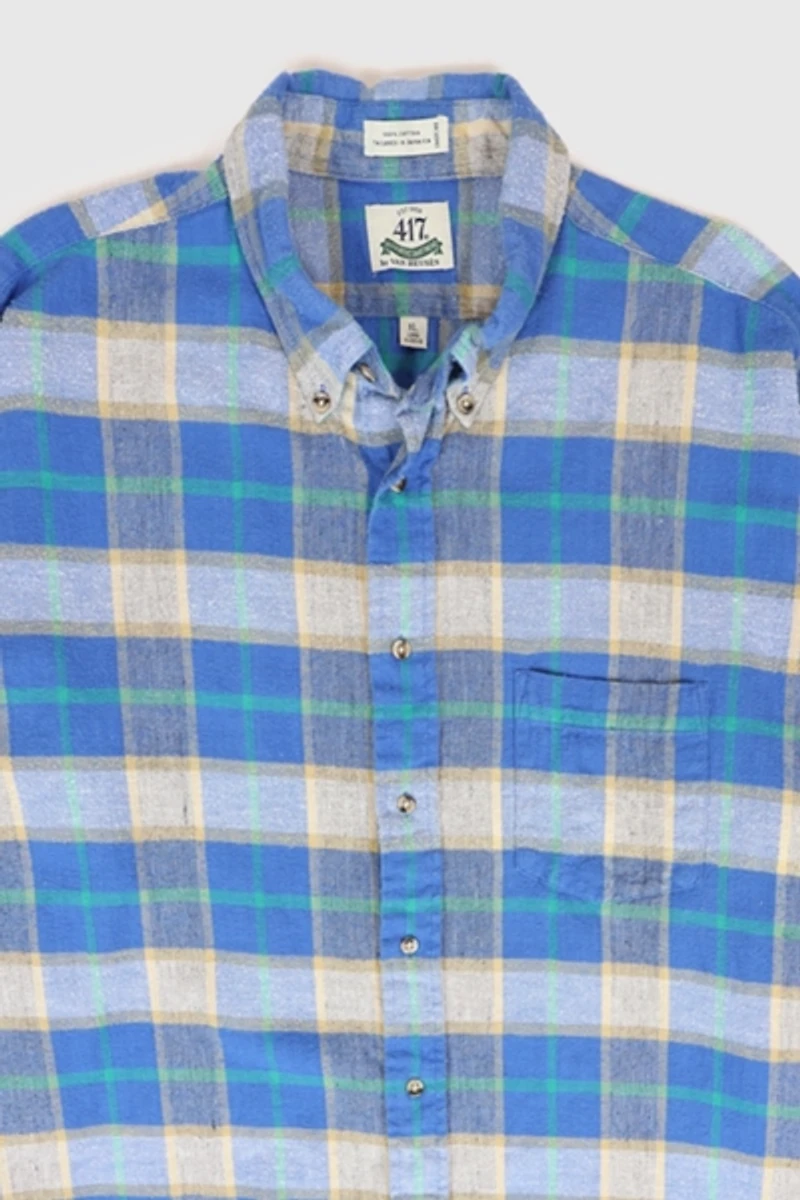 Vintage Plaid Flannel Button-Down Shirt