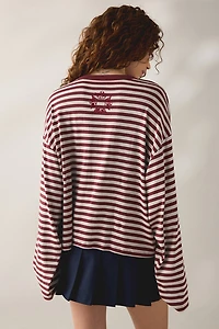Boys Lie Starlight Graphic Striped Long Sleeve Boyfriend Tee