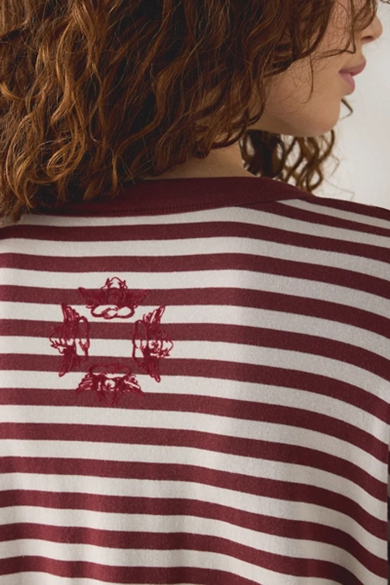 Boys Lie Starlight Graphic Striped Long Sleeve Boyfriend Tee