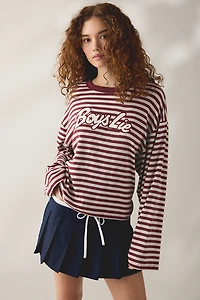 Boys Lie Starlight Graphic Striped Long Sleeve Boyfriend Tee