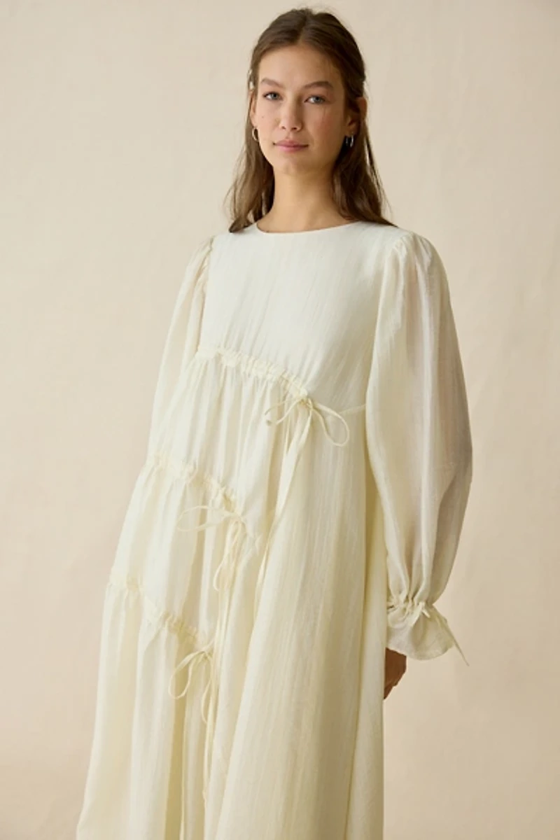 Ghospell Catalina Asymmetric Ruched Maxi Dress