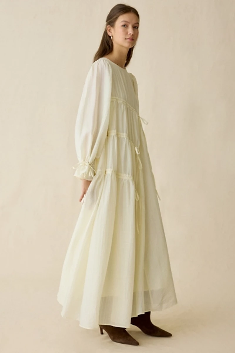 Ghospell Catalina Asymmetric Ruched Maxi Dress