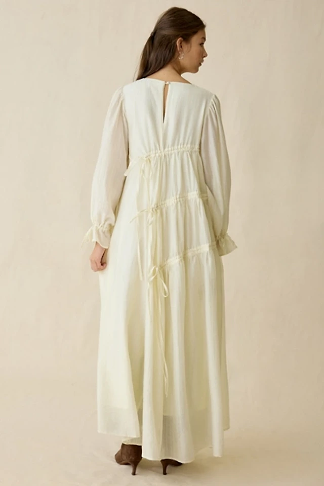 ghospell ruched midi dress in white Ghospell Lucia Ruched Midi dress Lilac Pink / L