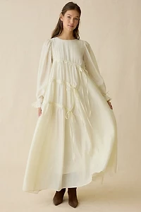 Ghospell Catalina Asymmetric Ruched Maxi Dress