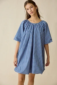 Ghospell Marissa Check Bubble Hem Trapeze Mini Dress