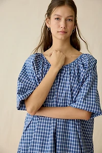 Ghospell Marissa Check Bubble Hem Trapeze Mini Dress