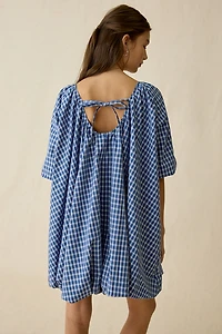 Ghospell Marissa Check Bubble Hem Trapeze Mini Dress