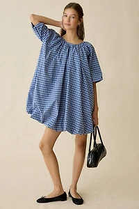 Ghospell Marissa Check Bubble Hem Trapeze Mini Dress