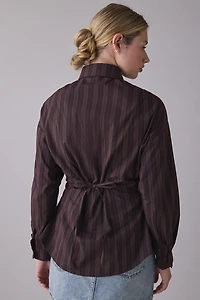 Ghospell Ximena Striped Oversized Button-Down Shirt