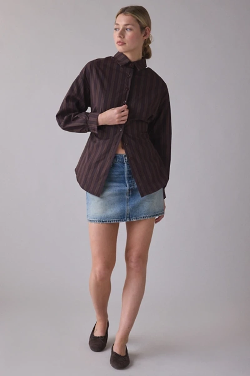 Ghospell Ximena Striped Oversized Button-Down Shirt