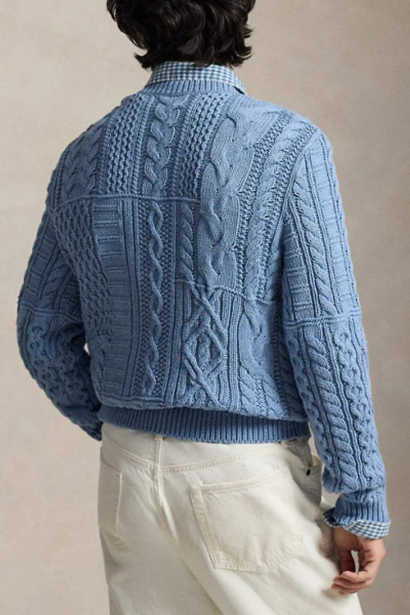 Polo Ralph Lauren Flag Motif Cable Knit Crew Neck Sweater