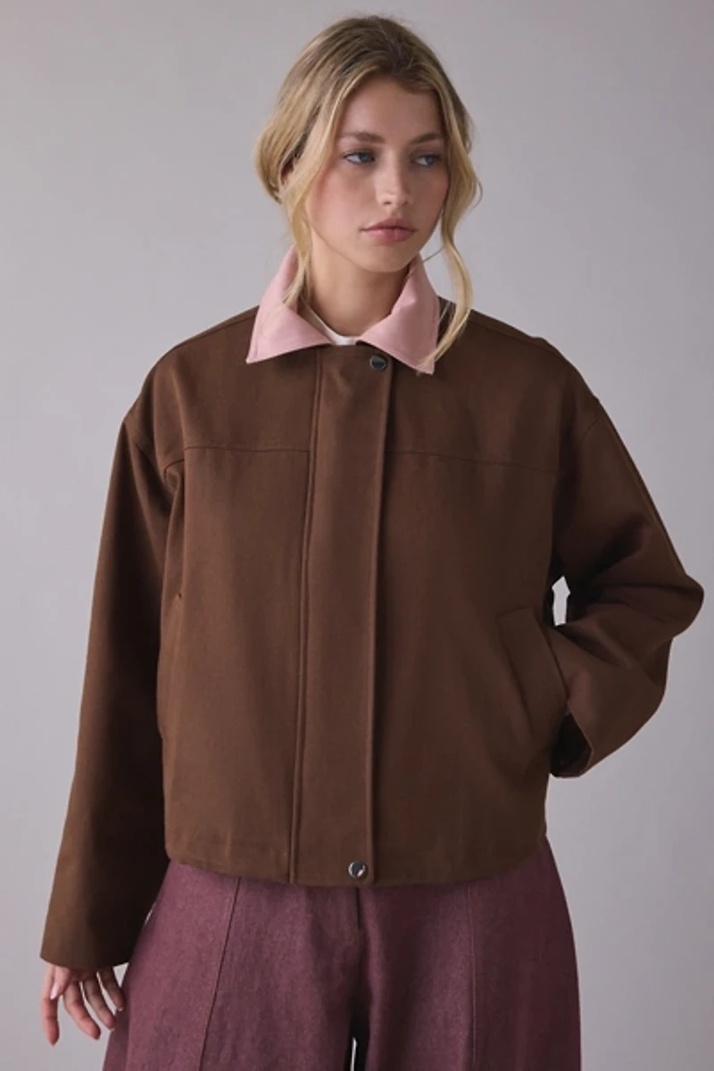 Ghospell Fable Contrast Collar Oversized Barn Jacket