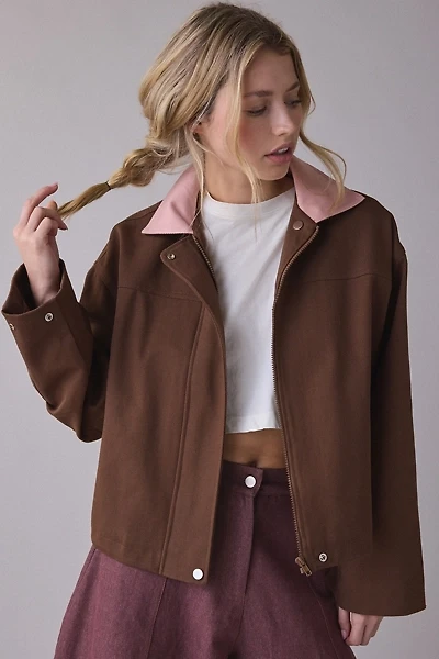 Ghospell Fable Contrast Collar Oversized Barn Jacket