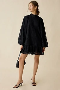 Ghospell Rey Lace Long Sleeve Mini Dress