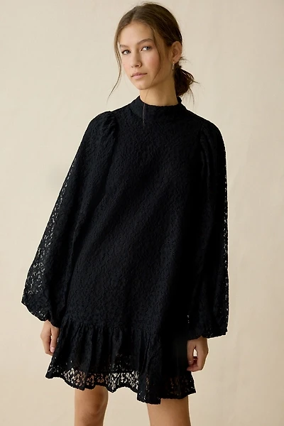 Ghospell Rey Lace Long Sleeve Mini Dress