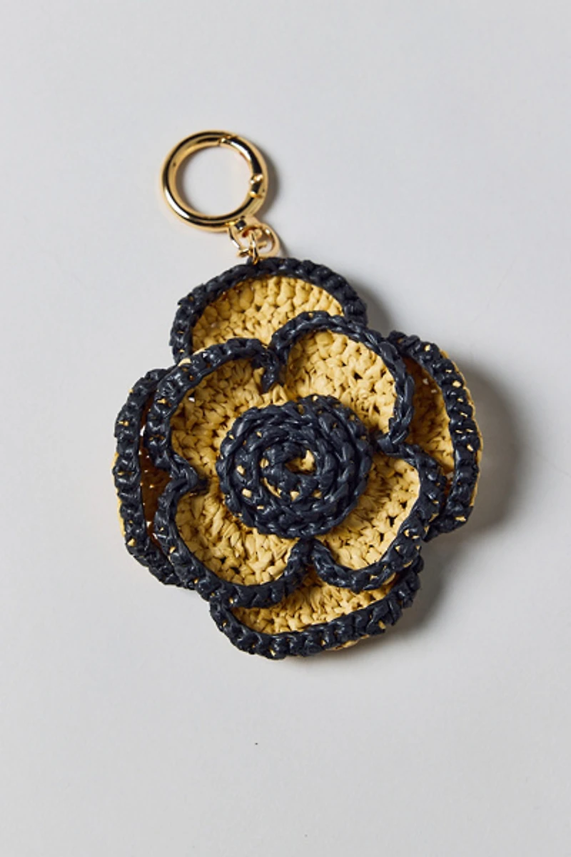 Raffia Rose Flower Bag Charm