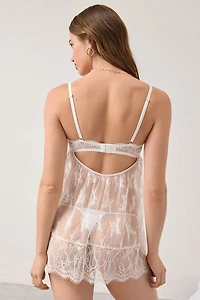 Out From Under Shelly Sheer Lace Babydoll Tunic Tank Top