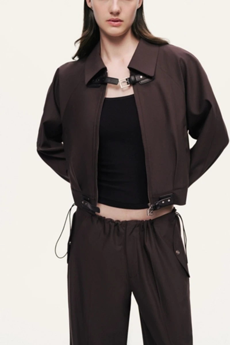 Nocturne Buckle Detail Cropped Zip Jacket