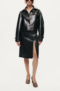 Nocturne Buckle Detail Faux Leather Jacket