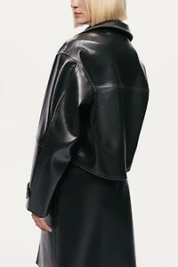 Nocturne Buckle Detail Faux Leather Jacket