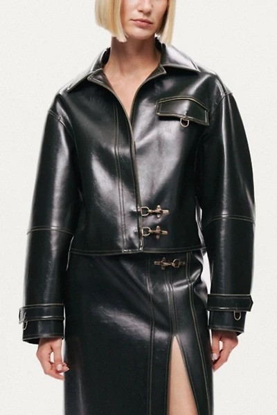 Nocturne Buckle Detail Faux Leather Jacket