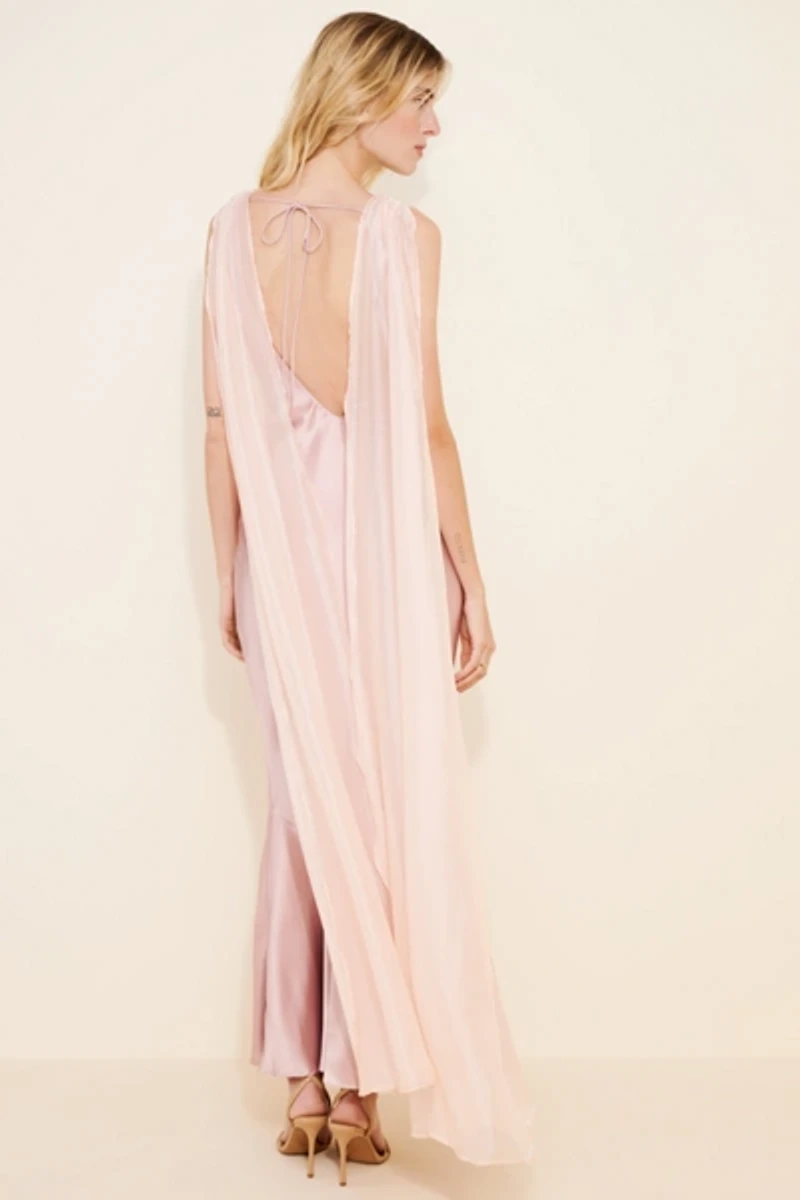 Lulu's Aida Satin Tie Back Maxi Dress