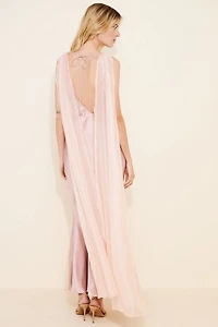 Lulu's Aida Satin Tie Back Maxi Dress