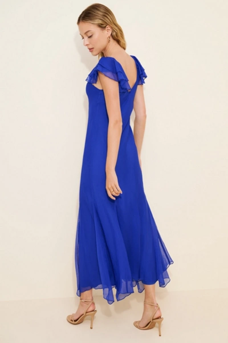 4SI3NNA Ruffle Maxi Slip Dress