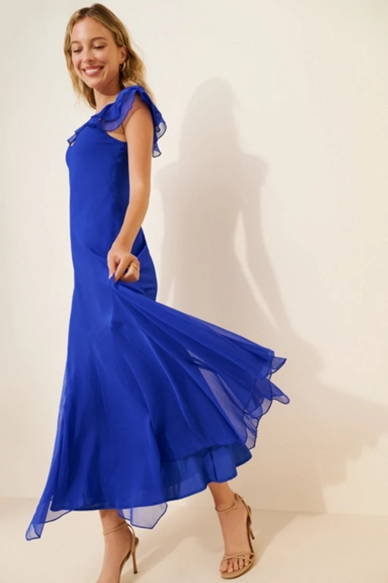 4SI3NNA Ruffle Maxi Slip Dress