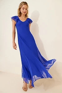 4SI3NNA Ruffle Maxi Slip Dress