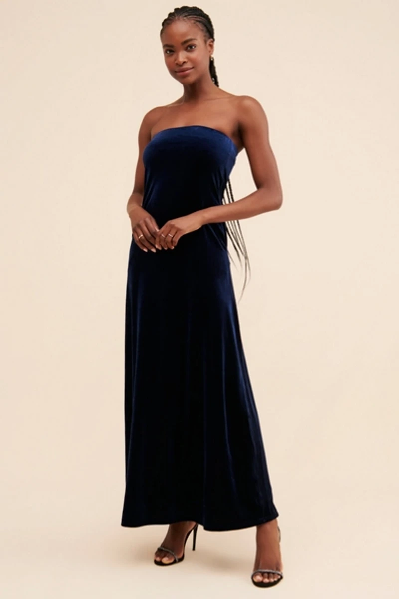 4SI3NNA Strapless Velvet Slip Dress