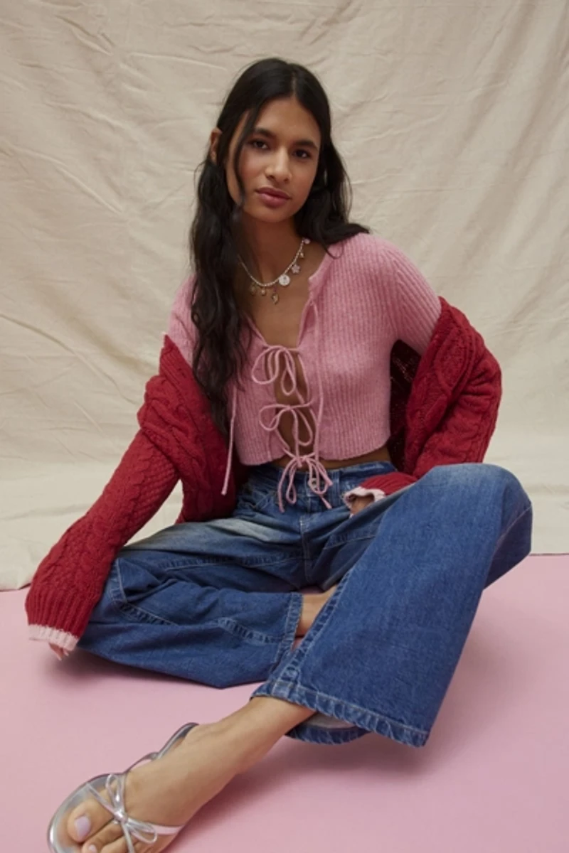 Jane Bow Tie-Front Cardigan