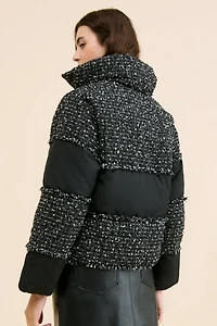 Steve Madden Snowdrop Tweed Puffer Jacket
