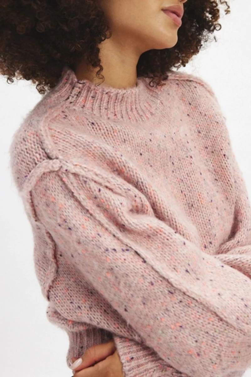 Elise Confetti Knit Mockneck Pullover Sweater